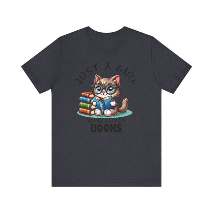 Just A Girl Who Loves Books - Cute Cat T-shirt