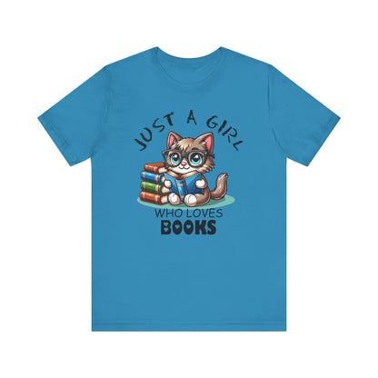 Just A Girl Who Loves Books - Cute Cat T-shirt