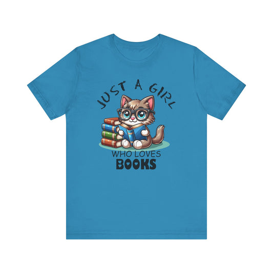 Just A Girl Who Loves Books - Cute Cat T-shirt