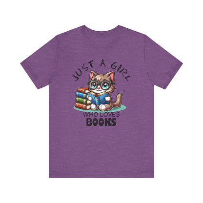 Just A Girl Who Loves Books - Cute Cat T-shirt