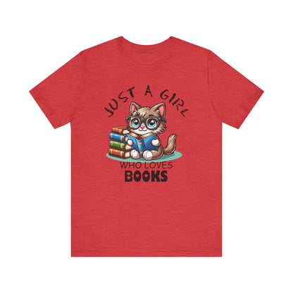 Just A Girl Who Loves Books - Cute Cat T-shirt