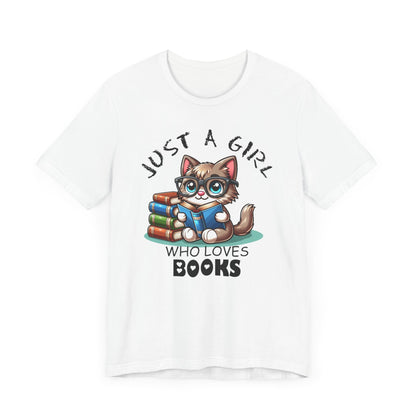 Just A Girl Who Loves Books - Cute Cat T-shirt