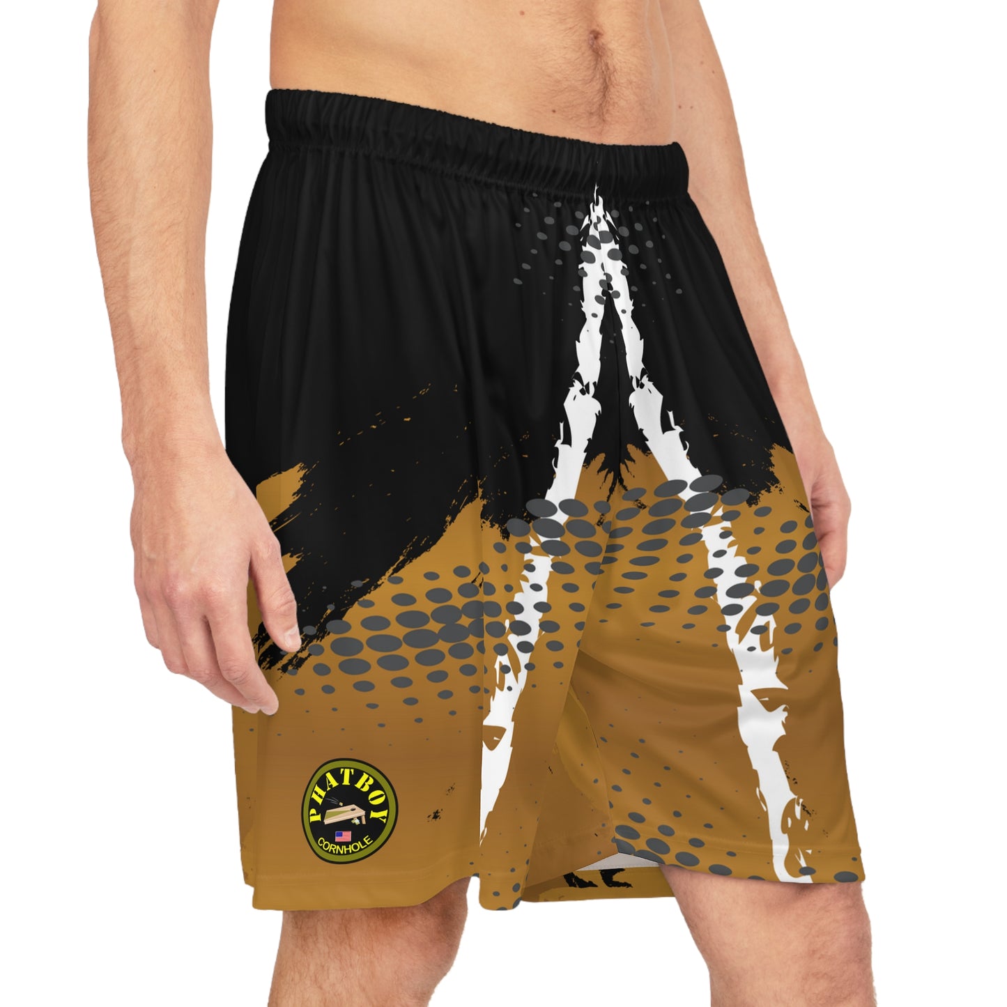 Phatboy Cornhole Gold Gradient Basketball Shorts